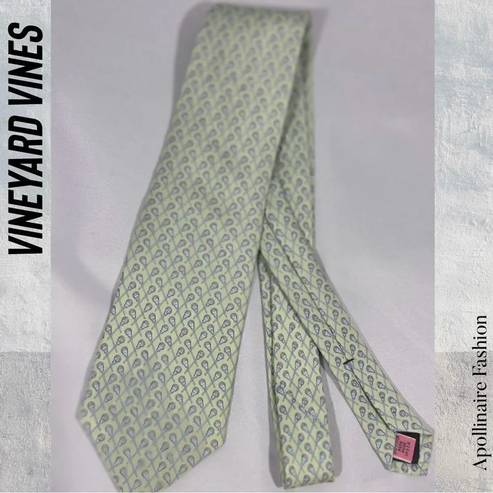 VINEYARD VINES LACROSSE THEME SILK TIE NEW MINT COMBO